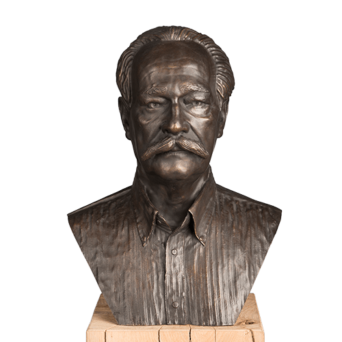 donkere bronzen buste laten maken voor een jubileum