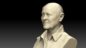 Render van brons standbeeld met en zonder haar van Joke Alberts, Fase 1: zonder haar
